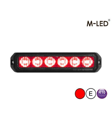 Warning light - M-Led - Pro 6 - Compact - 5" - 12.8cm - Clear - 26 flash patterns - Red - 12V-24V