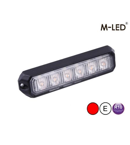 Warning light - M-Led - Pro 6 - Compact - 5" - 12.8cm - Clear - 26 flash patterns - Red - 12V-24V