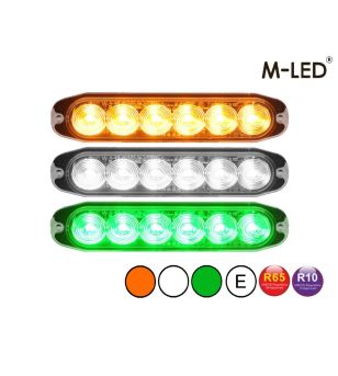 Blitzleuchte - M-Led - 4.6" - 11.8cm - Klar - Dreifarbig - 20 Blitzmuster - Weiß/Amber/Grün - R65 - 12V-30V -