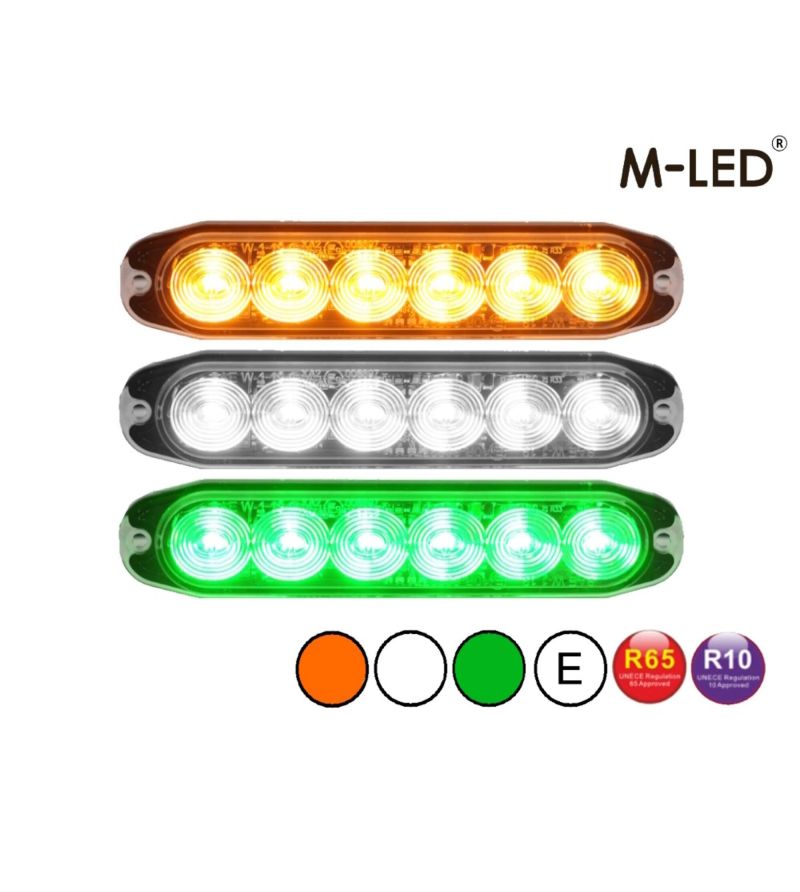 Flitser - M-Led - 4.6" - 11.8cm - Helder - Driekleurig - 20 flitspatronen - Wit/Amber/Groen - R65 - 12V-30V