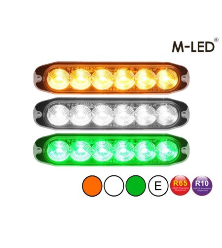 Flitser - M-Led - 4.6" - 11.8cm - Helder - Driekleurig - 20 flitspatronen - Wit/Amber/Groen - R65 - 12V-30V