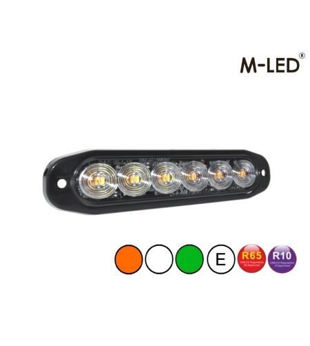 Flitser - M-Led - 4.6" - 11.8cm - Helder - Driekleurig - 20 flitspatronen - Wit/Amber/Groen - R65 - 12V-30V