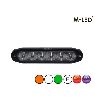 Warning light - M-Led - 4.6" - 11.8cm - Clear - Tricolor - 20 flash patterns - White/Amber/Green - R65 - 12V-30V