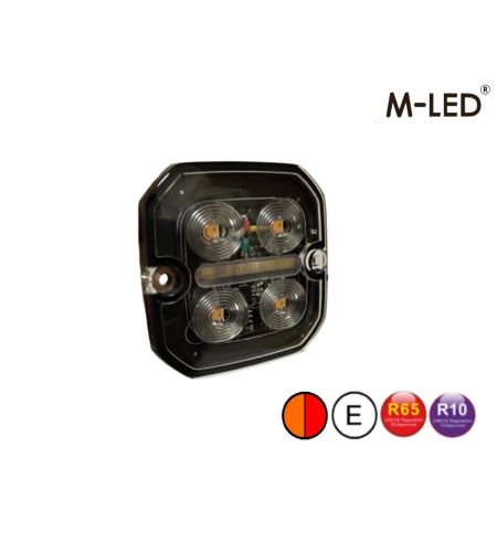 Blixtljus - M-Led - 2.4" - 6cm - Klar - Positionsljus Röd/Bärnsten - 20 blixtmönster - R65 - 12V-24V - 