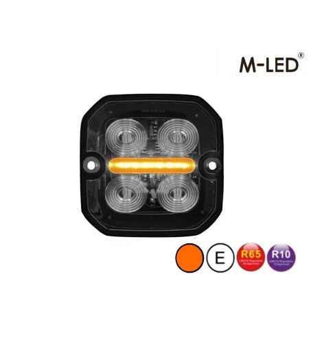 Warning light - M-Led - 2.4" - 6cm - Clear - Position light Red/Amber - 20 flash patterns - R65 - 12V-24V