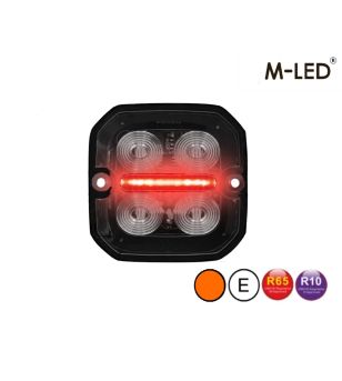 Blixtljus - M-Led - 2.4" - 6cm - Klar - Positionsljus Röd/Bärnsten - 20 blixtmönster - R65 - 12V-24V - 