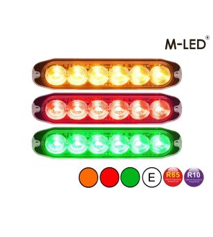 Blixtljus - M-Led - 4.6" - 11.8cm - Klar - Trefärgad - 20 blixtmönster - Bärnsten/Röd/Grön - R65 - 12V-30V - 