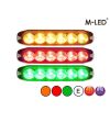 Warning light - M-Led - 4.6" - 11.8cm - Clear - Tricolor - 20 flash patterns - Amber/Red/Green - R65 - 12V-30V