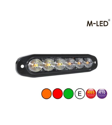 Flitser - M-Led - 4.6" - 11.8cm - Helder - Driekleurig - 20 flitspatronen - Amber/Rood/Groen - R65 - 12V-30V