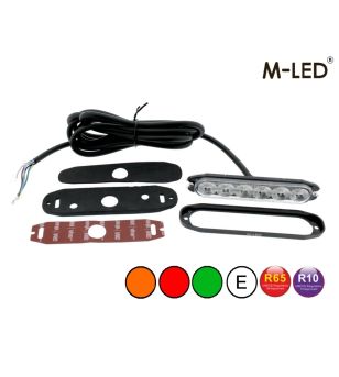 Warning light - M-Led - 4.6" - 11.8cm - Clear - Tricolor - 20 flash patterns - Amber/Red/Green - R65 - 12V-30V