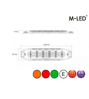 Flitser - M-Led - 4.6" - 11.8cm - Helder - Driekleurig - 20 flitspatronen - Amber/Rood/Groen - R65 - 12V-30V