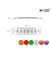 Warning light - M-Led - 4.6" - 11.8cm - Clear - Tricolor - 20 flash patterns - Amber/Red/Green - R65 - 12V-30V