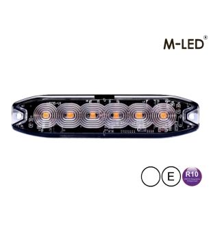 Warning light - M-Led - 5.1" - 13cm - Clear - Super thin - 26 flash patterns - White - 12V-24V