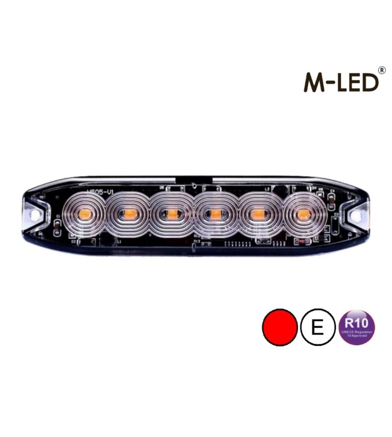 Blitzleuchte - M-Led - 5.1" - 13cm - Klar - Super dünn - 26 Blitzmuster - Rot - 12V-24V Blitzleuchte - M-Led - 5.1" - 13cm - Klar - Super dünn - 26 Blitzmuster - Rot - 12V-24V
