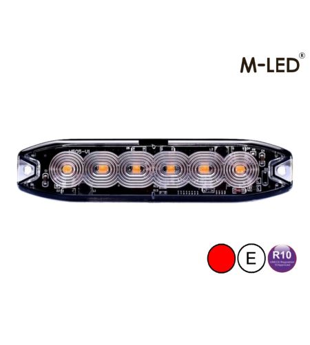 Blixtljus - M-Led - 5.1" - 13cm - Klar - Supertunn - 26 blixtmönster - Röd - 12V-24V -