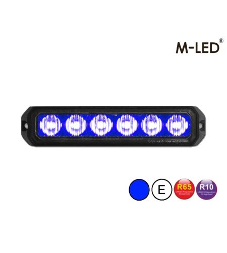Blixtljus - M-Led - Pro 6 - Compact - 5" - 12.8cm - Klar - 26 blixtmönster - Blå - R65 - 12V-24V -