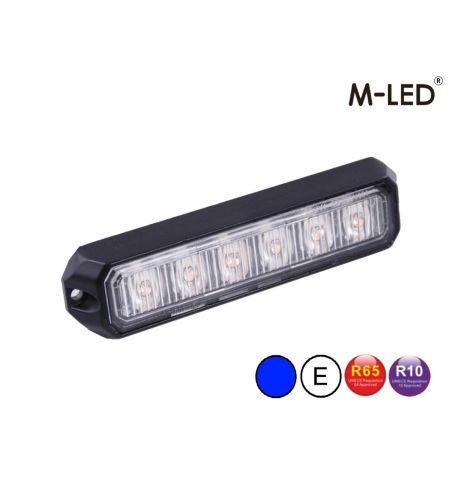 Warning light - M-Led - Pro 6 - Compact - 5" - 12.8cm - Clear - 26 flash patterns - Blue - R65 - 12V-24V