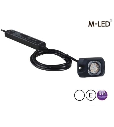Flitser - M-Led - HideAway - 2.2" - 5.5cm - Helder - 23 flitspatronen - Wit - 12V-24V