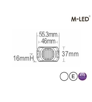Blixtljus - M-Led - HideAway - 2.2" - 5.5cm - Klar - 23 blixtmönster - Vit - 12V-24V 
