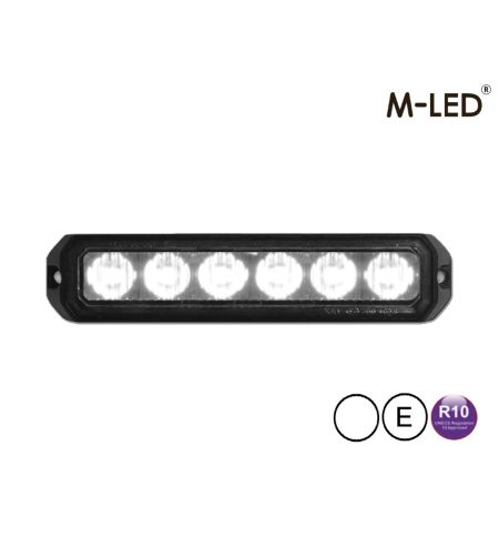 Warning light - M-Led - Pro 6 - Compact - 5" - 12.8cm - Clear - 26 flash patterns - White - 12V-24V