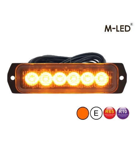 Warning light - M-Led - 4.4" - 11.3cm - Clear - Extra Bright - 25 flash patterns - Amber - R65 - 12V-24V