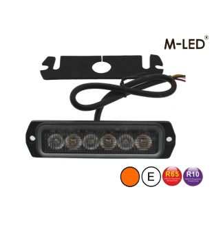 Warning light - M-Led - 4.4" - 11.3cm - Clear - Extra Bright - 25 flash patterns - Amber - R65 - 12V-24V