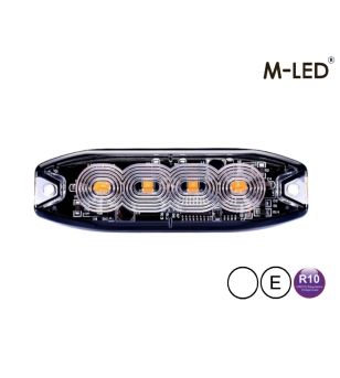 Blitzleuchte - M-Led - 3.9" - 9.8cm - Klar - Super dünn - 26 Blitzmuster - Weiß - 12V-24V -