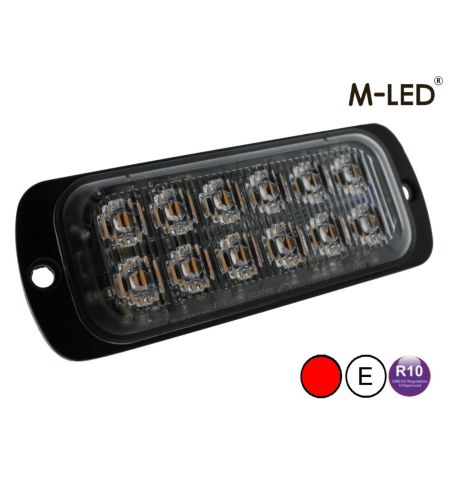 Warning light - M-Led - 4.5" - 11.4cm - Clear - 22 flash patterns - Red - 12V-24V