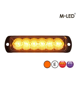 Warning light - M-Led - 4.4" - 11.3cm - Smoke - Dark Look - 26 flash patterns - Amber - R65 - 12V-24V