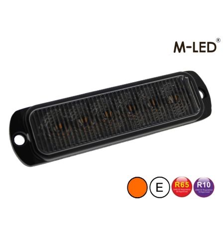 Blitzleuchte - M-Led - 4.4" - 11.3cm - Smoke - Dark Look - 26 Blitzmuster - Amber - R65 - 12V-24V