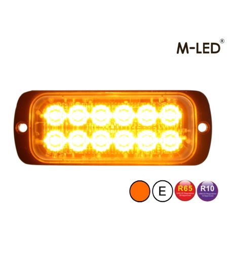 Blixtljus - M-Led - 4.5" - 11.4cm - Klar - 22 blixtmönster - Bärnsten - R65 - 12V-24V -