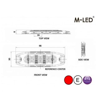 Blitzleuchte - M-Led - 3.9" - 9.8cm - Klar - Super dünn - 26 Blitzmuster - Rot - 12V-24V 