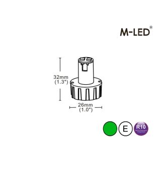 Blixtljus - M-Led - Undercover - 1" - 2.6cm - Klar - 19 blixtmönster - Grön - 12V-24V -