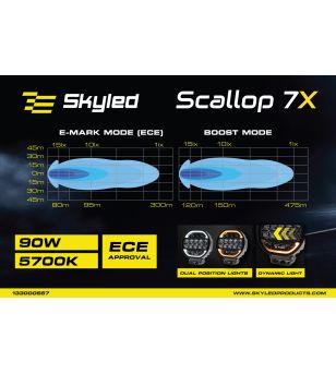 Driving light - Skyled - Scallop 7X - 7" - 17.8cm - Smoke - Position light White/Amber - Driving