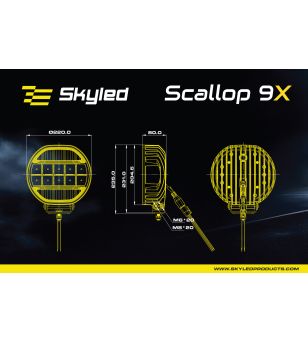 Fernscheinwerfer - Skyled - Scallop 9X - 8.7" - 22cm - Smoke - Positionslicht Weiß/Amber - Driving 