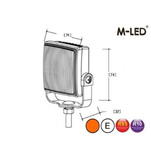 Warning light - M-Led - 2.9" - 7.4cm - Clear - Adjustable - 23 flash patterns - Amber - R65