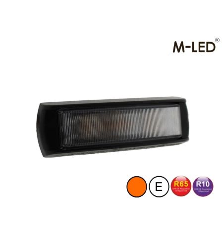 Blixtljus - M-Led - 4.3" - 11cm - Klar - Vidvinkel - 22 blixtmönster - Bärnsten - R65 - 12V-24V -