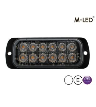 Warning light - M-Led - 4.5" - 11.4cm - Clear - 22 flash patterns - White - 12V-24V