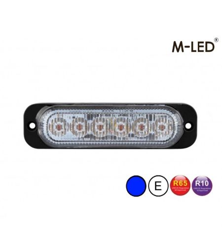 Blitzleuchte - M-Led - 4.7" - 12cm - Klar - Super dünn - 10 Blitzmuster - Blau - R65 - 12V-24V