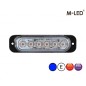 Warning light - M-Led - 4.7" - 12cm - Clear - Super thin - 10 flash patterns - Blue - R65 - 12V-24V