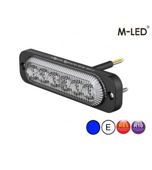 Blixtljus - M-Led - 4.7" - 12cm - Klar - Supertunn - 10 blixtmönster - Blå - R65 - 12V-24V -