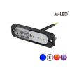 Warning light - M-Led - 4.7" - 12cm - Clear - Super thin - 10 flash patterns - Blue - R65 - 12V-24V