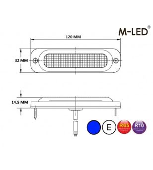 Flitser - M-Led - 4.7" - 12cm - Helder - Superdun - 10 flitspatronen - Blauw - R65 - 12V-24V