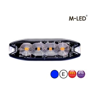 Blitzleuchte - M-Led - 3.9" - 9.8cm - Klar - Super dünn - 26 Blitzmuster - Blau - R65 - 12V-24V 