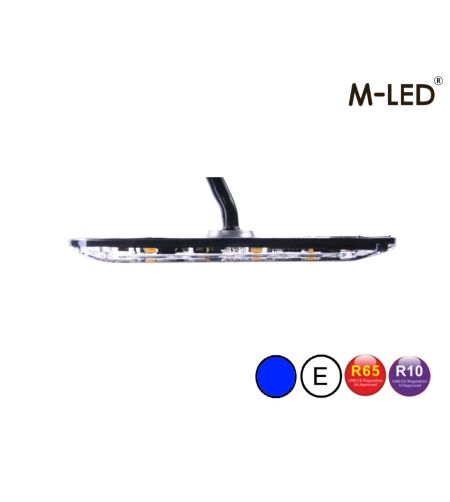 Blixtljus - M-Led - 3.9" - 9.8cm - Klar - Supertunn - 26 blixtmönster - Blå - R65 - 12V-24V -
