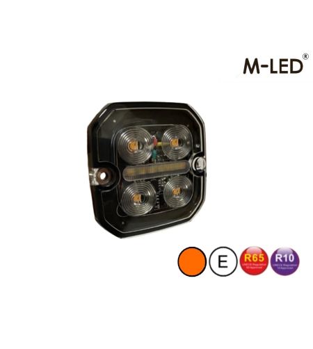 Blitzleuchte - M-Led - 2.4" - 6cm - Klar - Positionslicht Weiß/Rot - 20 Blitzmuster - R65 - 12V-24V 