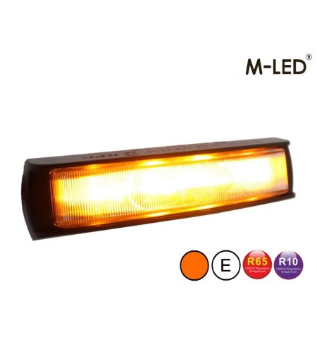Blixtljus - M-Led - 5.5" - 14cm - Klar - Vidvinkel - 22 blixtmönster - Bärnsten - R65 - 12V-24V -