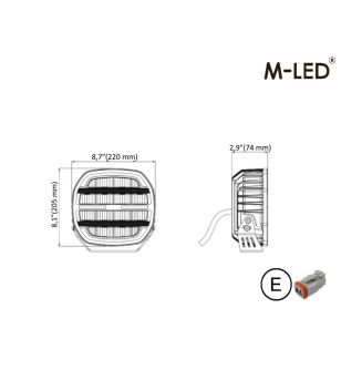Driving light - M-Led - Classic 220 - 9.5" - 24.2cm - Smoke - Position light White/Amber - Spot