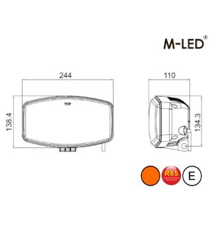 Verstraler - M-Led - Classic 220 - 9.5" - 24.2cm - Smoke - Positielicht Wit/Amber - Spot