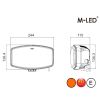 Extraljus - M-Led - Classic 220 - 9.5" - 24.2cm - Smoke - Positionsljus Vit/Bärnsten - Spot